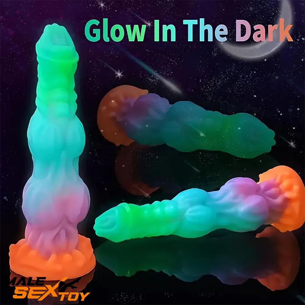 9.65in Lifelike Silicone Soft Glowing Fantasy Dildo For Clit Expansion Male Sex Toy