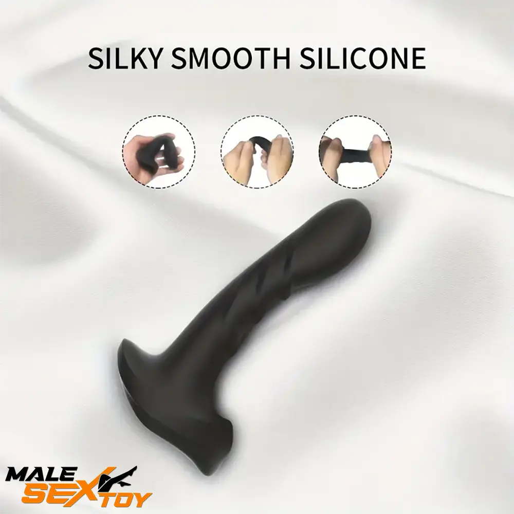 5.5in Unisex Silicone Soft Vibrating Remote Dildo For Anal Simulation Male Sex Toy