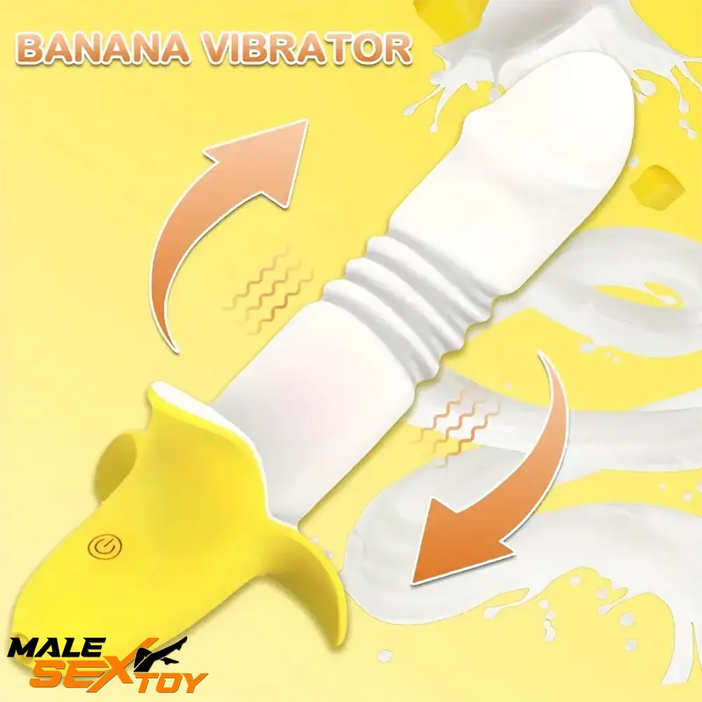 7.59in Banana Thrusting Vibrating Silicone Soft Dildo For Prostate Clit Male Sex Toy