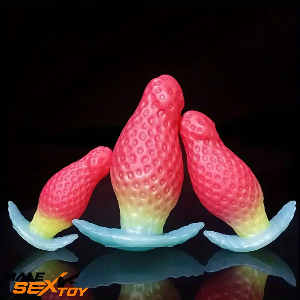 2.75in 3.54in 4.33in Strawberry Small Unisex Silicone Soft Penis Dildo Male Sex Toy
