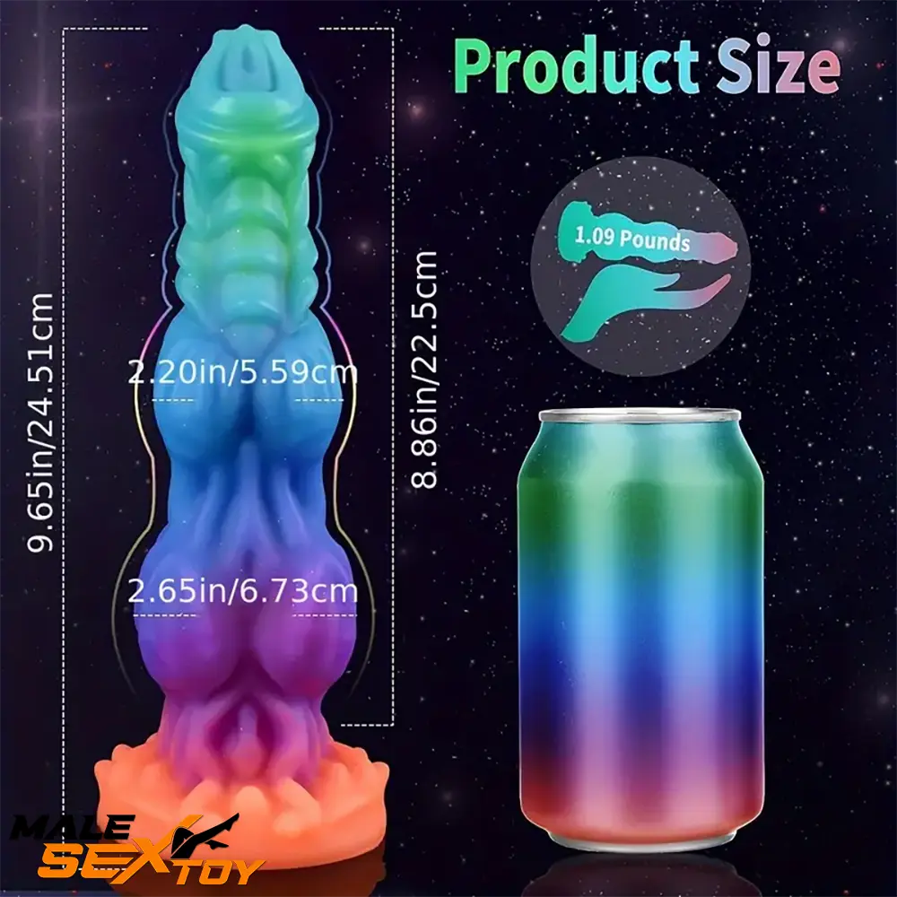 9.65in Lifelike Silicone Soft Glowing Fantasy Dildo For Clit Expansion Male Sex Toy