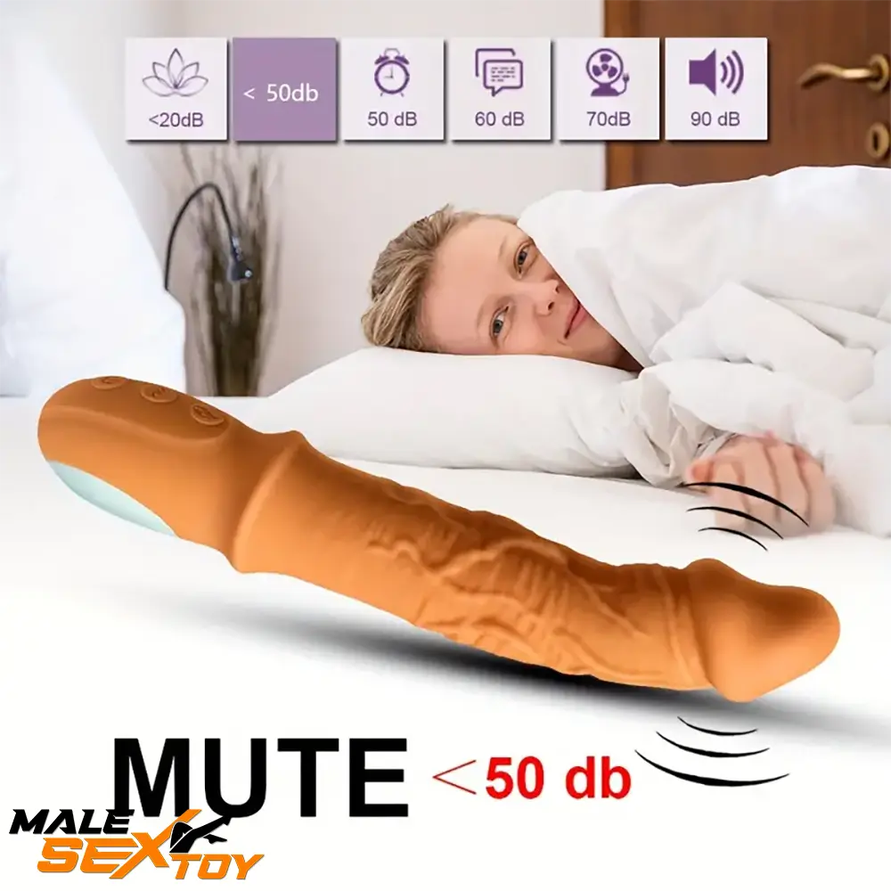 8.46in Automatic Soft Real Silicone G Spot Heating Vibrating Dildo Male Sex Toy