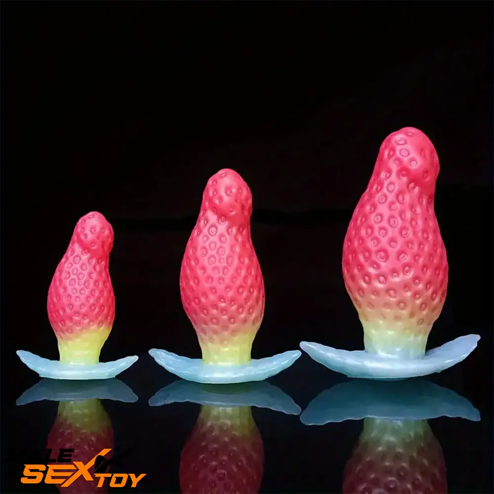 2.75in 3.54in 4.33in Strawberry Small Unisex Silicone Soft Penis Dildo Male Sex Toy