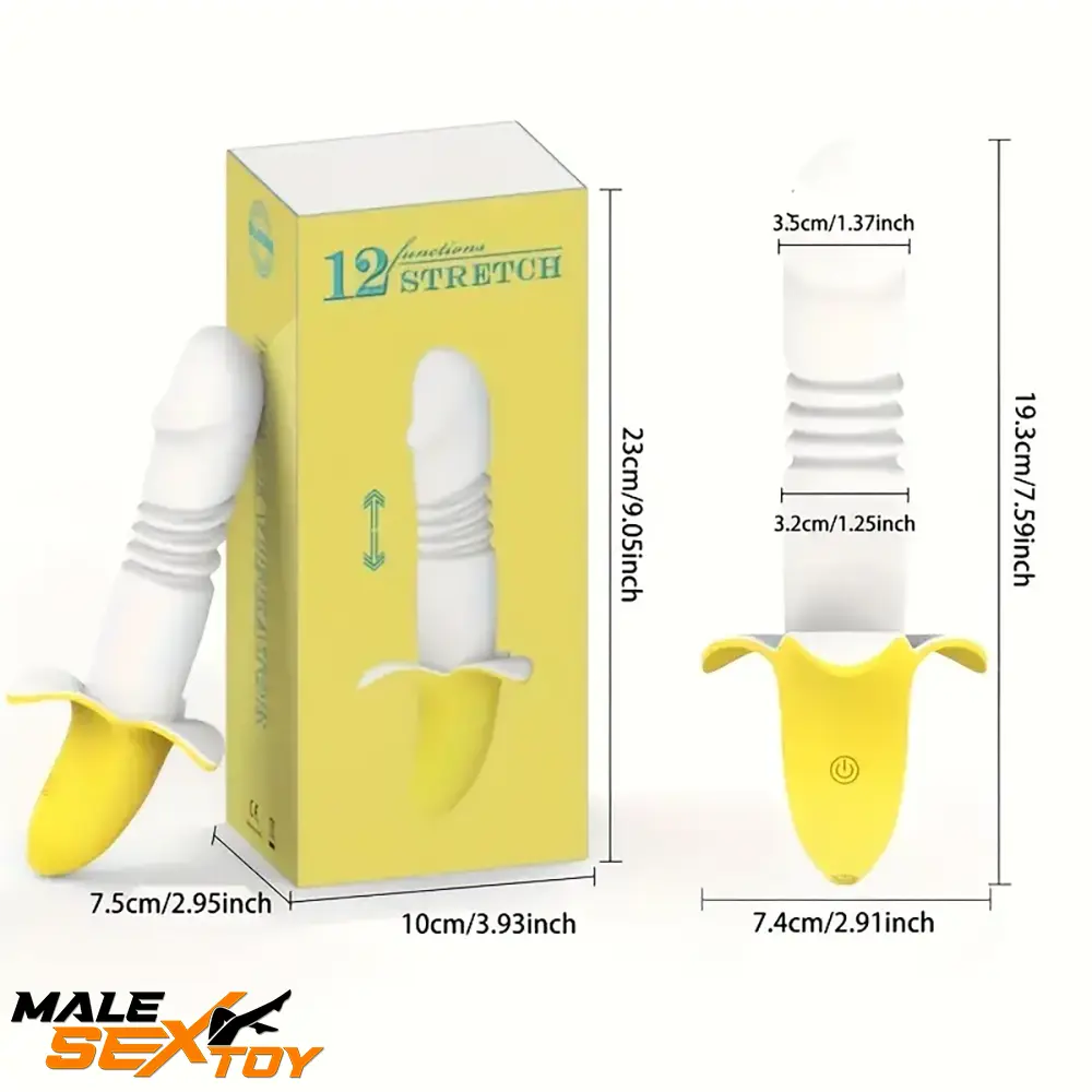 7.59in Banana Thrusting Vibrating Silicone Soft Dildo For Prostate Clit Male Sex Toy