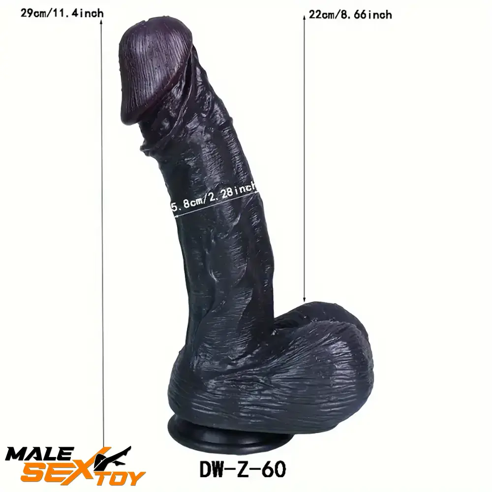 11.4in Silicone Ebony Large Soft Dildo For Women Strong Sucker Male Sex Toy