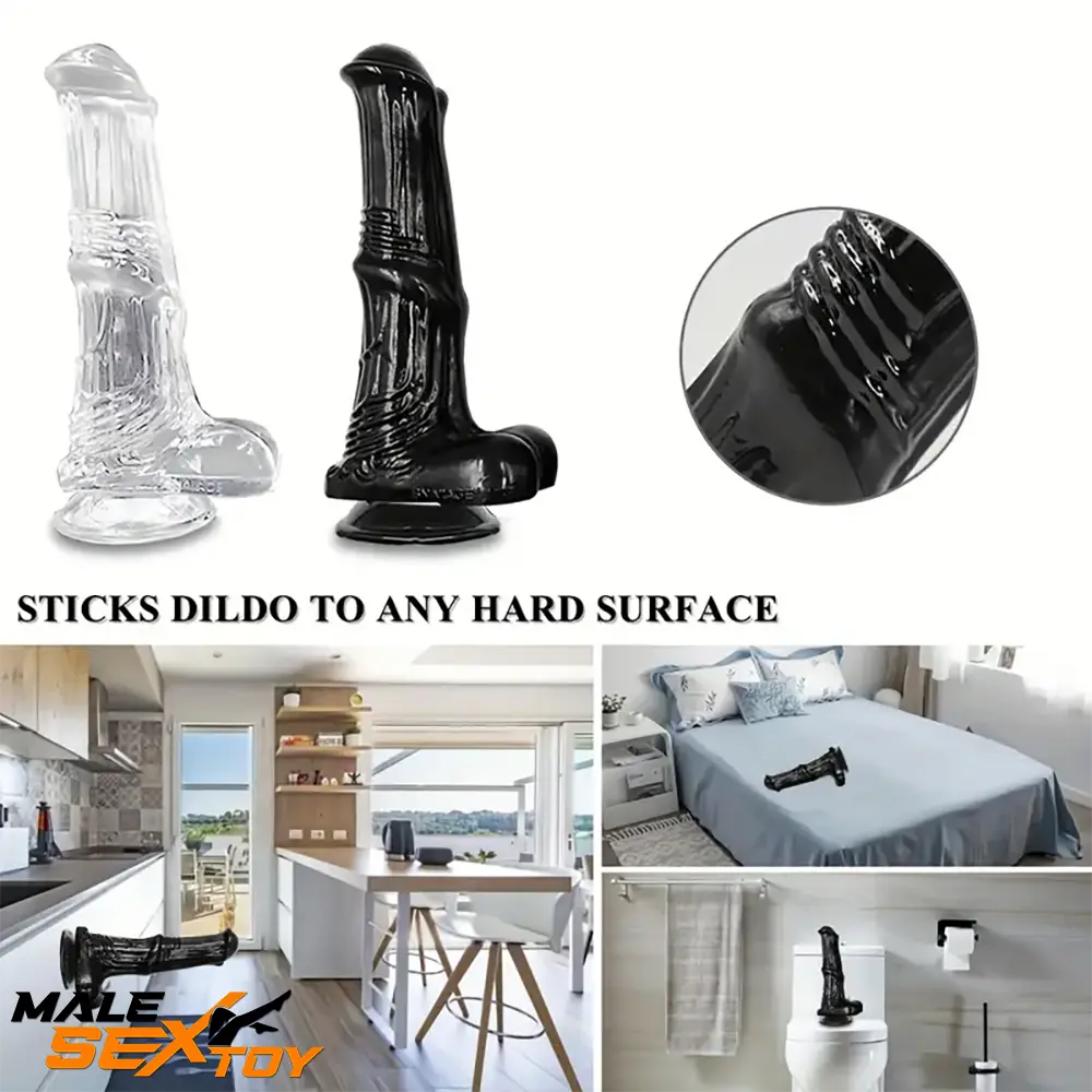 6.6in 7.8in 8.6in 9.8in Clear Black Horse Cock Dildo For G-Spot Clit Male Sex Toy