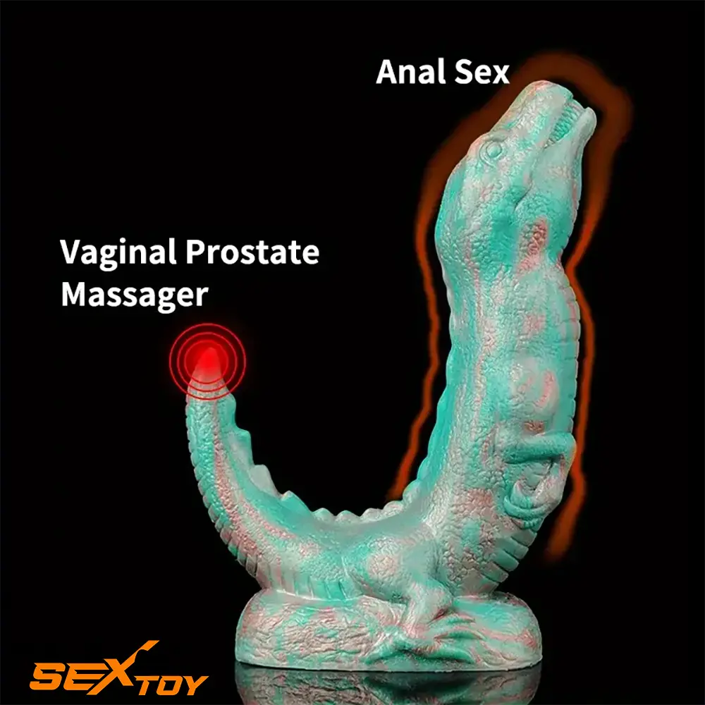 8.66in Fantasy Animal Dinosaur Monster Silicone Thick Soft Dildo Male Sex Toy