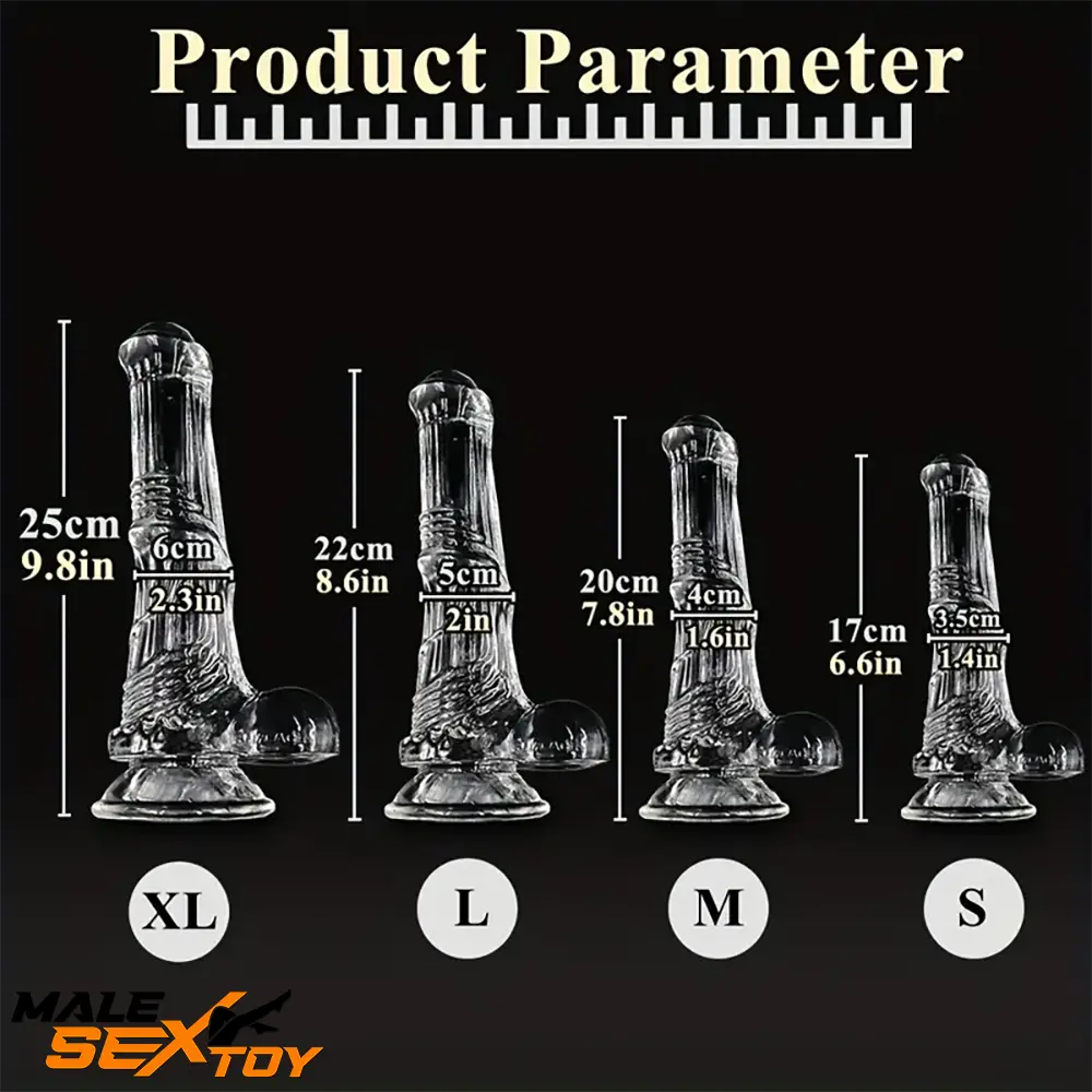 6.6in 7.8in 8.6in 9.8in Clear Black Horse Cock Dildo For G-Spot Clit Male Sex Toy