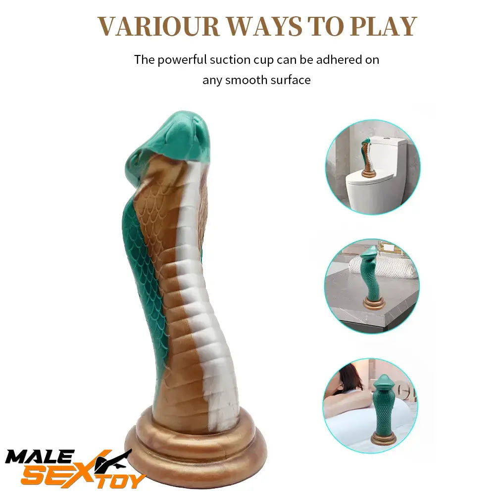 9.06in Silicone Soft Big Fantasy Snake Curved Dildo For Animal Love Male Sex Toy