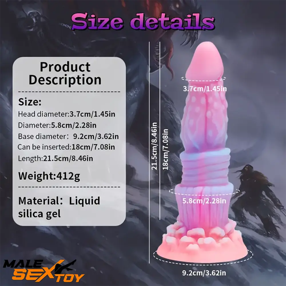 8.46in Fantasy Luminous Monster Silicone Soft Dildo Clit Opener Male Sex Toy