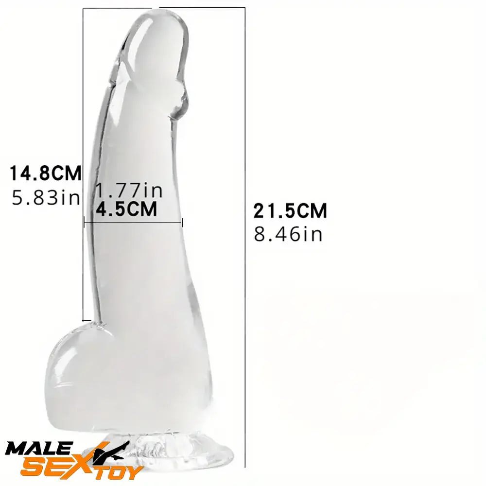 8.46in Flexible Clear Crystal Dildo For Couples Lesbian Sex Love Male Sex Toy