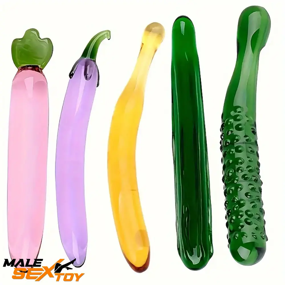 Multiple Lengths Colors Fruit Vegetable Crystal Clear Glass Plug Dildo Male Sex Toy