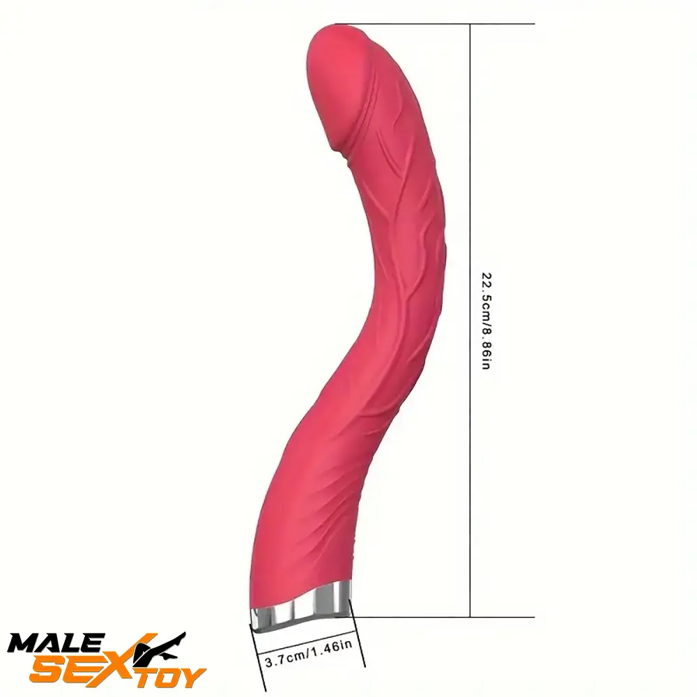 8.86in Big Curved Vibrating Automatic Dildo External Clit Opener Male Sex Toy