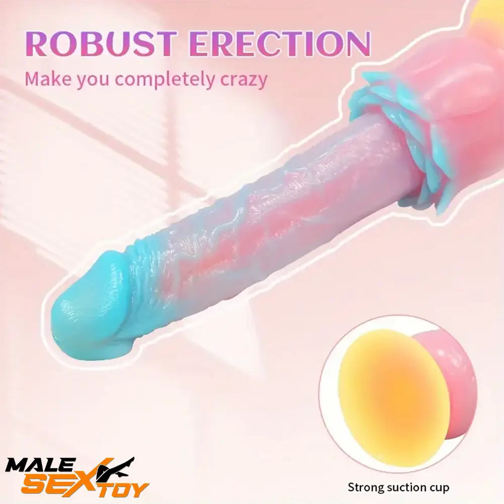 9.84in Silicone Soft Luminous Fantasy Big Dildo With Rose Flower Sucker Male Sex Toy