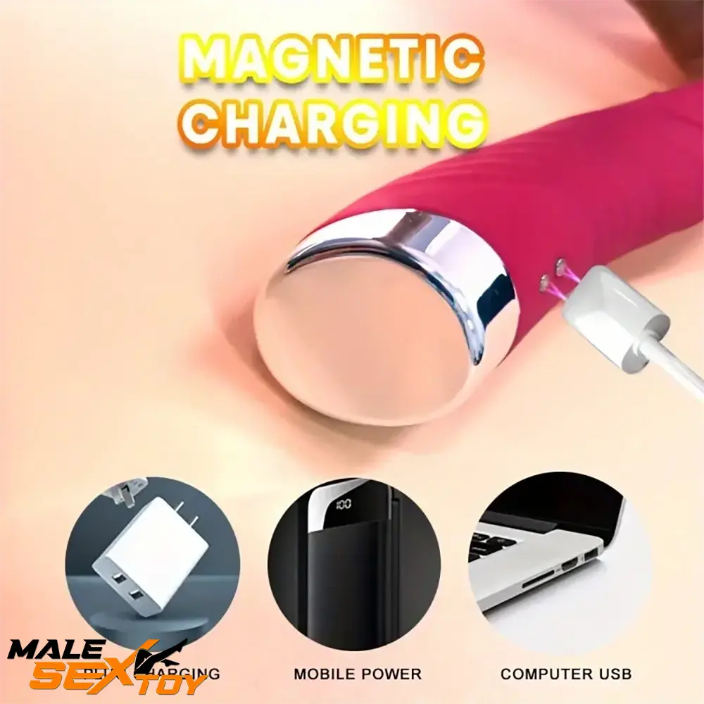 8.86in Big Curved Vibrating Automatic Dildo External Clit Opener Male Sex Toy