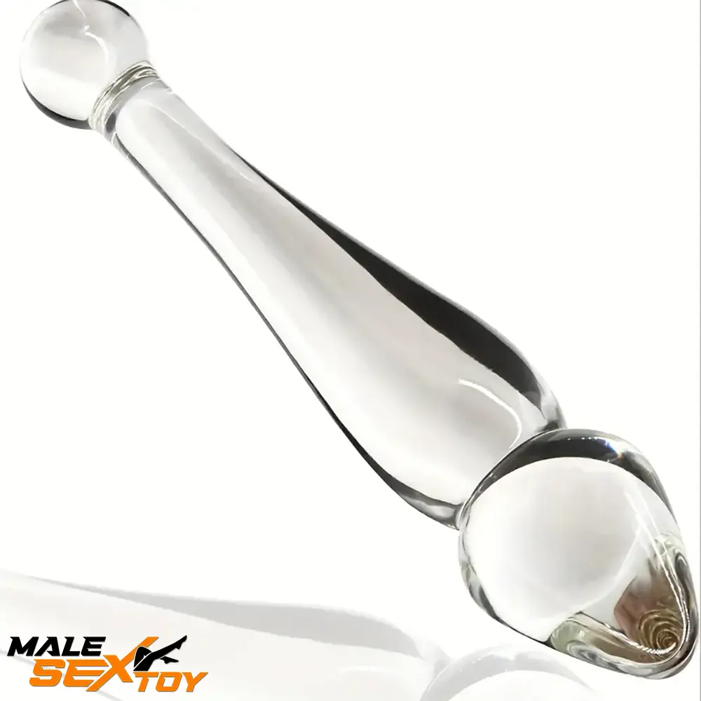 7.68in Unisex Glass Double Heads Dildo External Anal Clit Opener Male Sex Toy