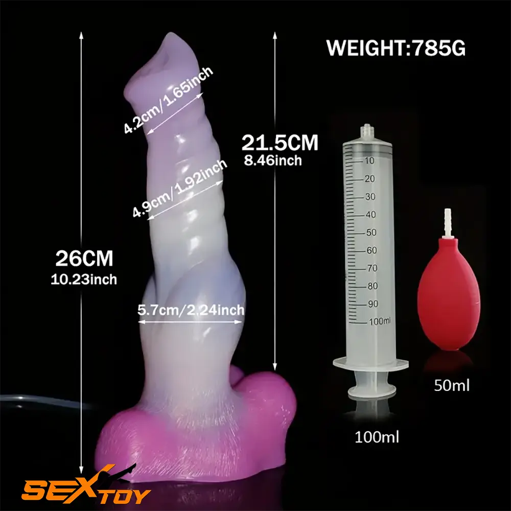 10.23in Fantasy Animal Dog Cock Knot Ejaculating Big Dildo For Fucking Male Sex Toy
