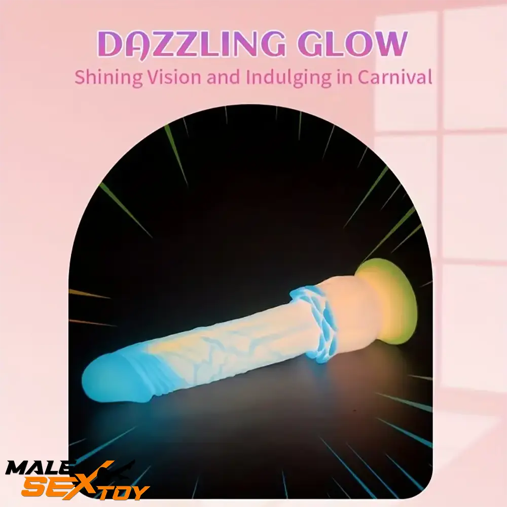 9.84in Silicone Soft Luminous Fantasy Big Dildo With Rose Flower Sucker Male Sex Toy