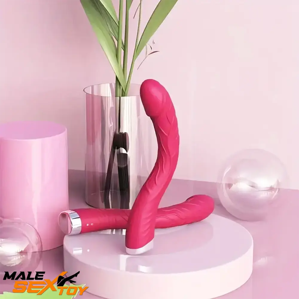 8.86in Big Curved Vibrating Automatic Dildo External Clit Opener Male Sex Toy