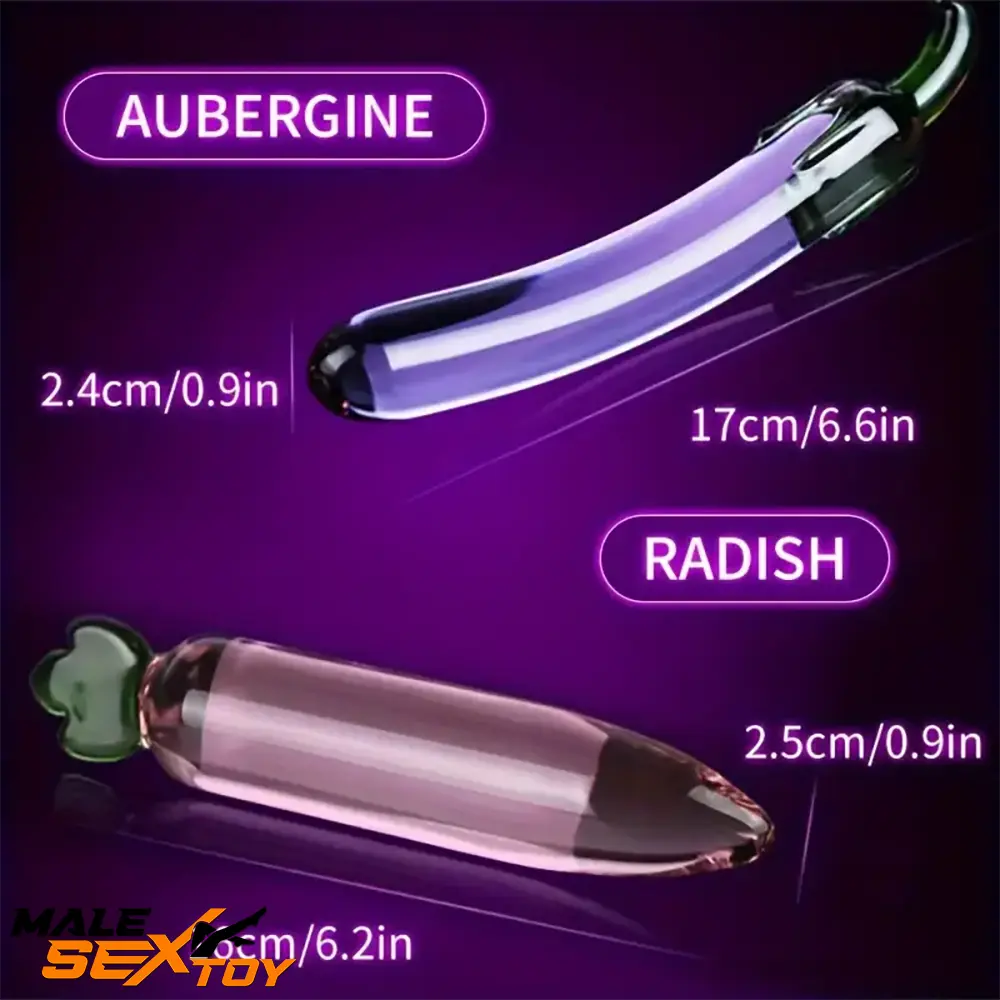 6.2in 7.5in 7.7in Multiple Colors Fruit Vegetable Crystal Glass Anal Dildo Male Sex Toy