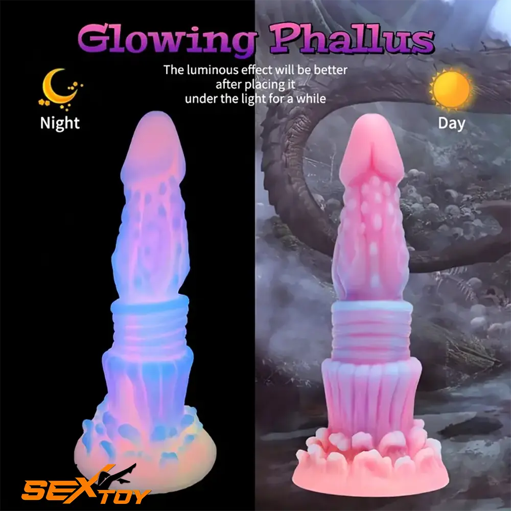 8.46in Fantasy Luminous Monster Silicone Soft Dildo Clit Opener Male Sex Toy