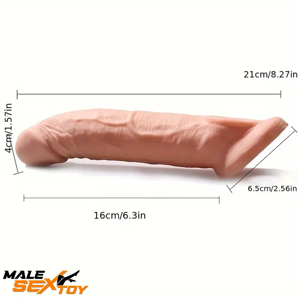 8.27in Lifelike Big Dildo Cock Sleeve For Penis Extension Masturbation Male Sex Toy