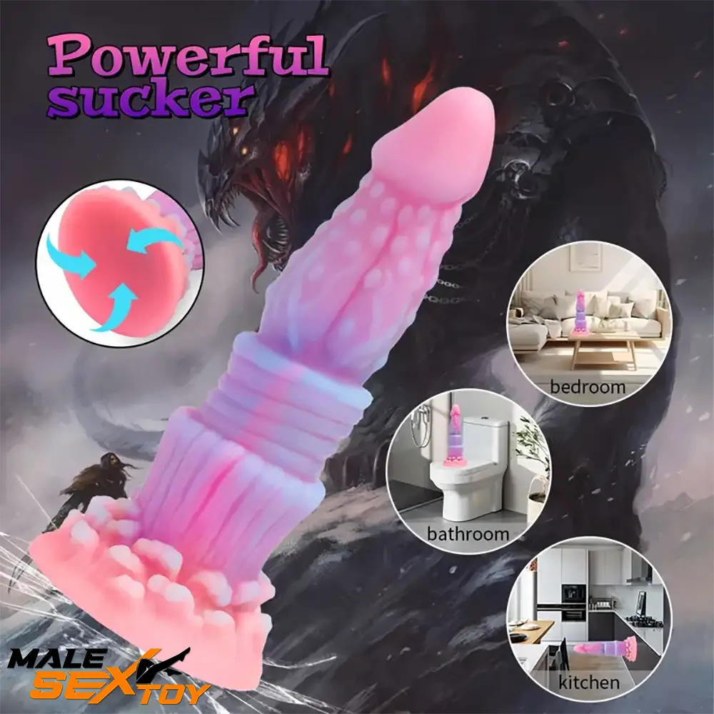 8.46in Fantasy Luminous Monster Silicone Soft Dildo Clit Opener Male Sex Toy
