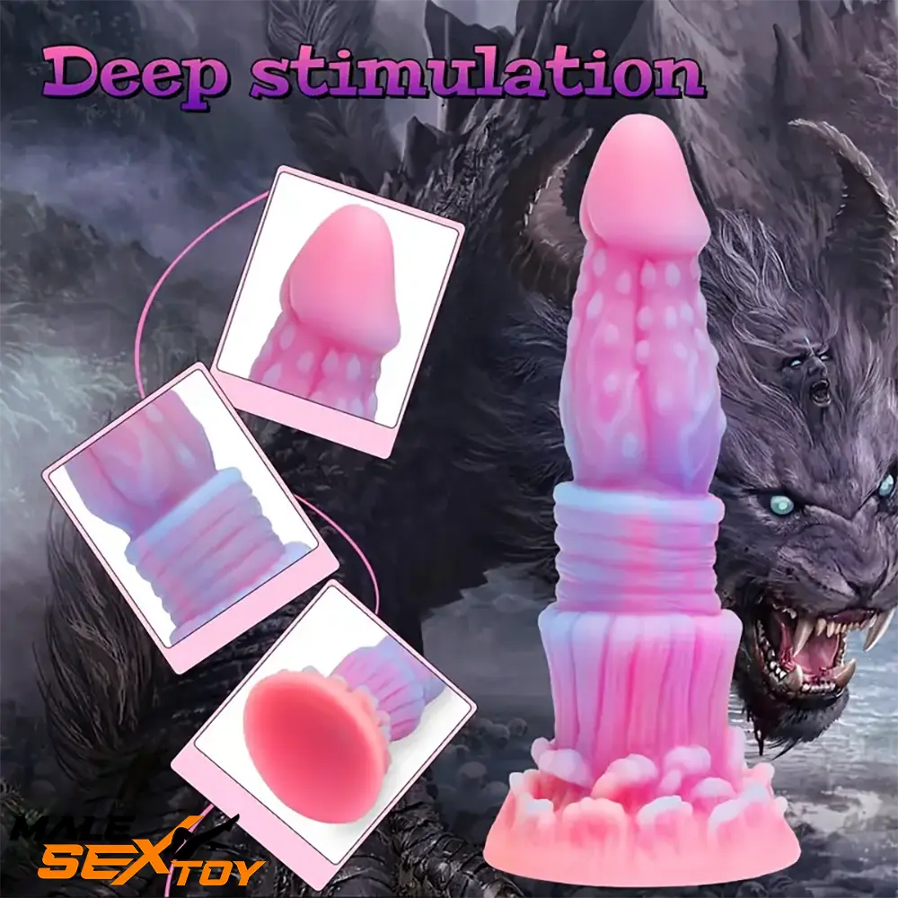 8.46in Fantasy Luminous Monster Silicone Soft Dildo Clit Opener Male Sex Toy