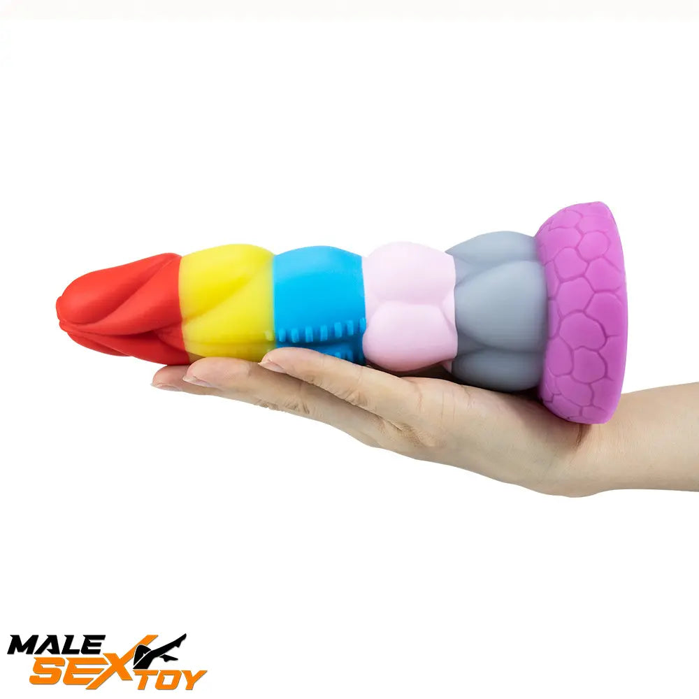 8.66in Silicone Rainbow Soft Big Dildo For Gay LGBT Vaginal Love Male Sex Toy