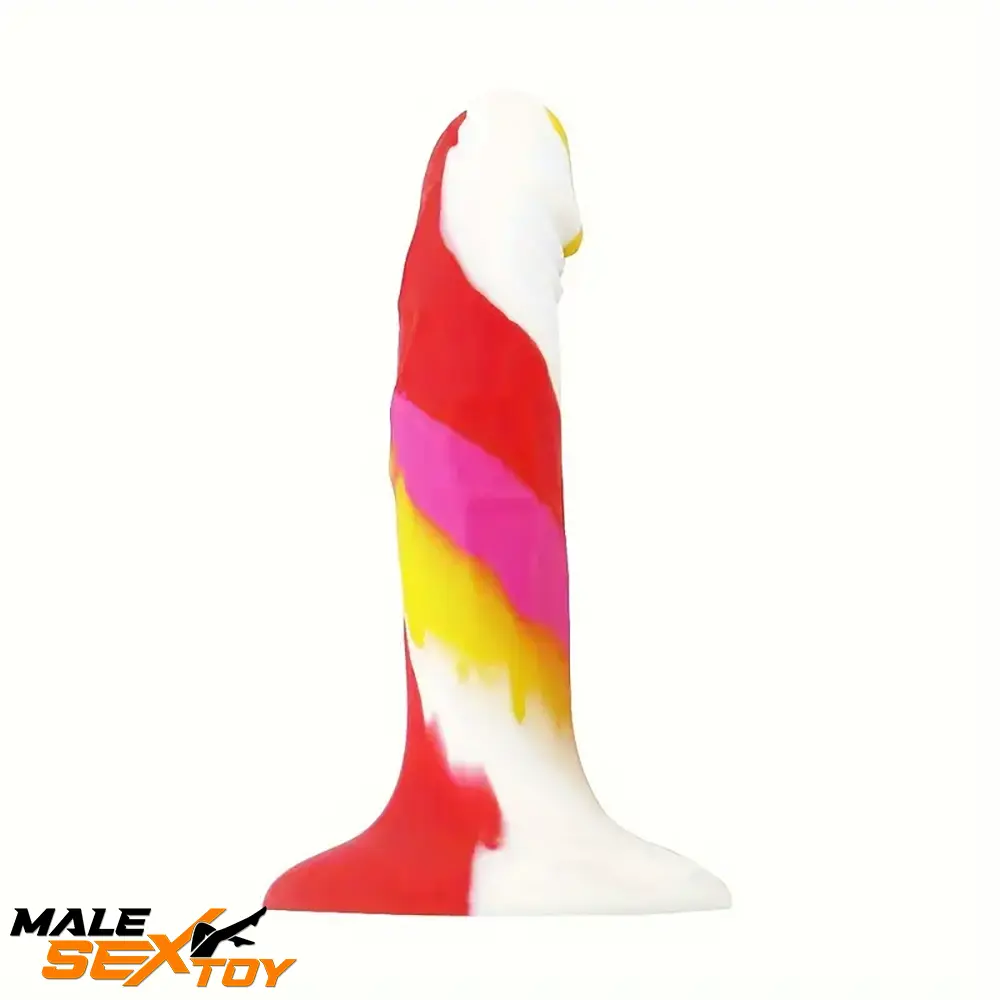 5.71in Silicone Soft Rainbow Cock Dildo For Clit Sex Stimulation Male Sex Toy