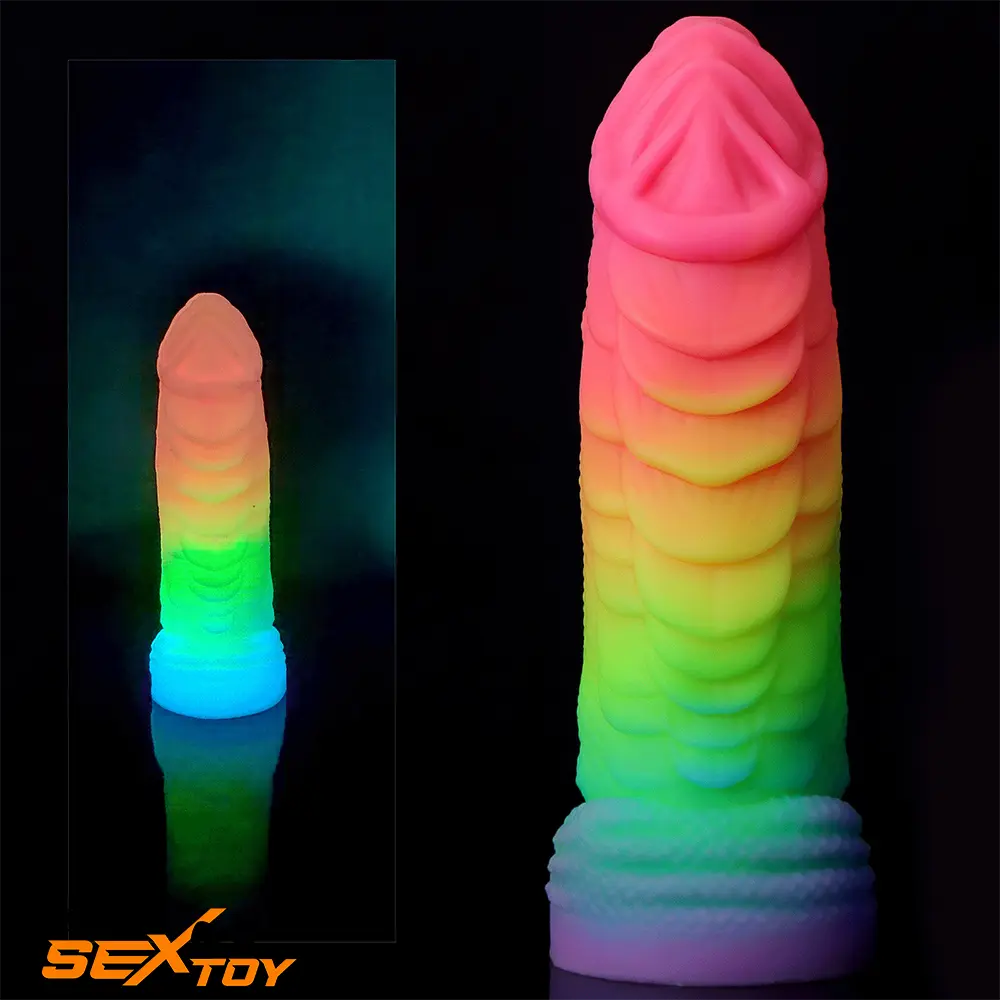 8.26in Fantasy Big Dragon Luminous Silicone Soft Masturbation Dildo Male Sex Toy