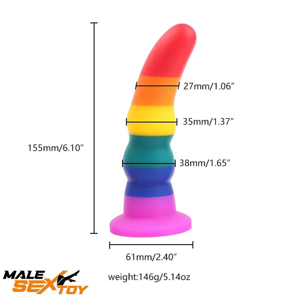 5.11in 6.1in 7.08in Silicone Rainbow Flexible Dildo For Gay LGBT Female Male Sex Toy