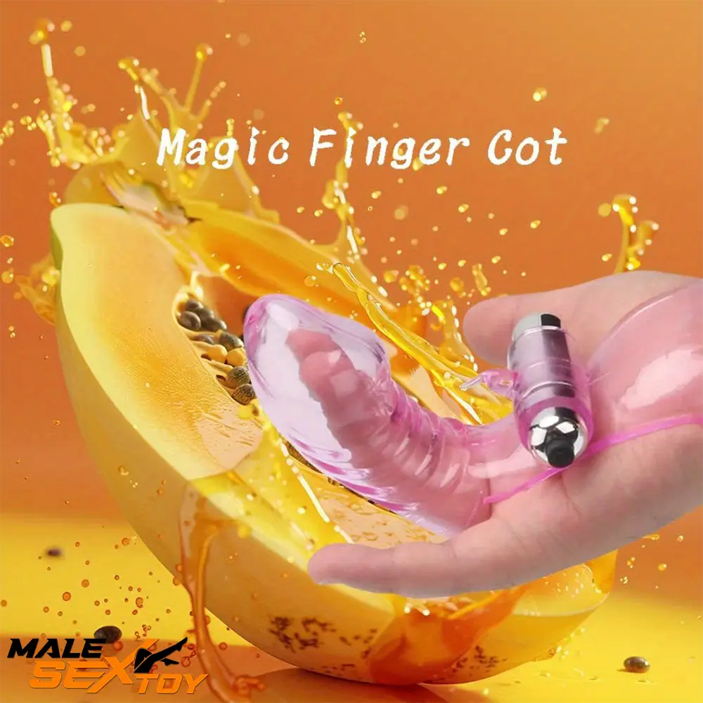 6.3in Vibrating Middle Finger Sleeve Cock Soft Jelly Crystal Penis Dildo Male Sex Toy