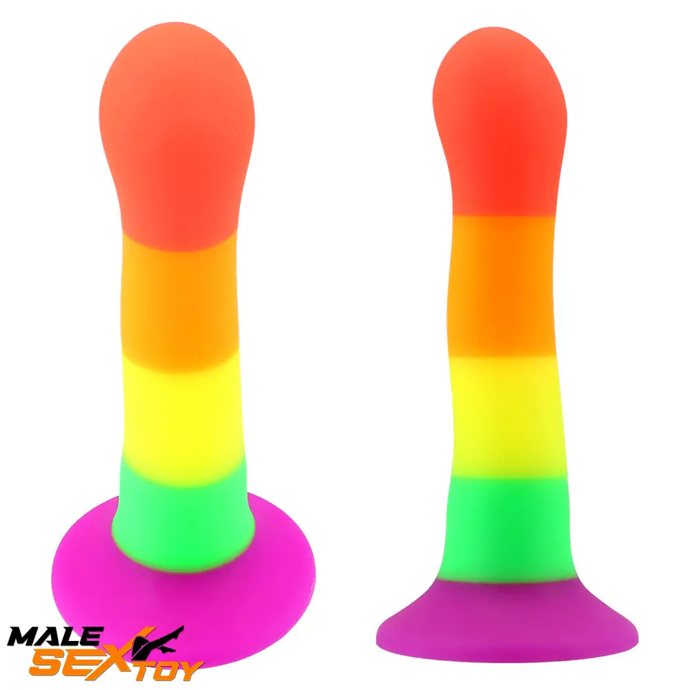 6.89in Colorful Silicone Soft Rainbow Dildo For Anal Female Stimulation Male Sex Toy