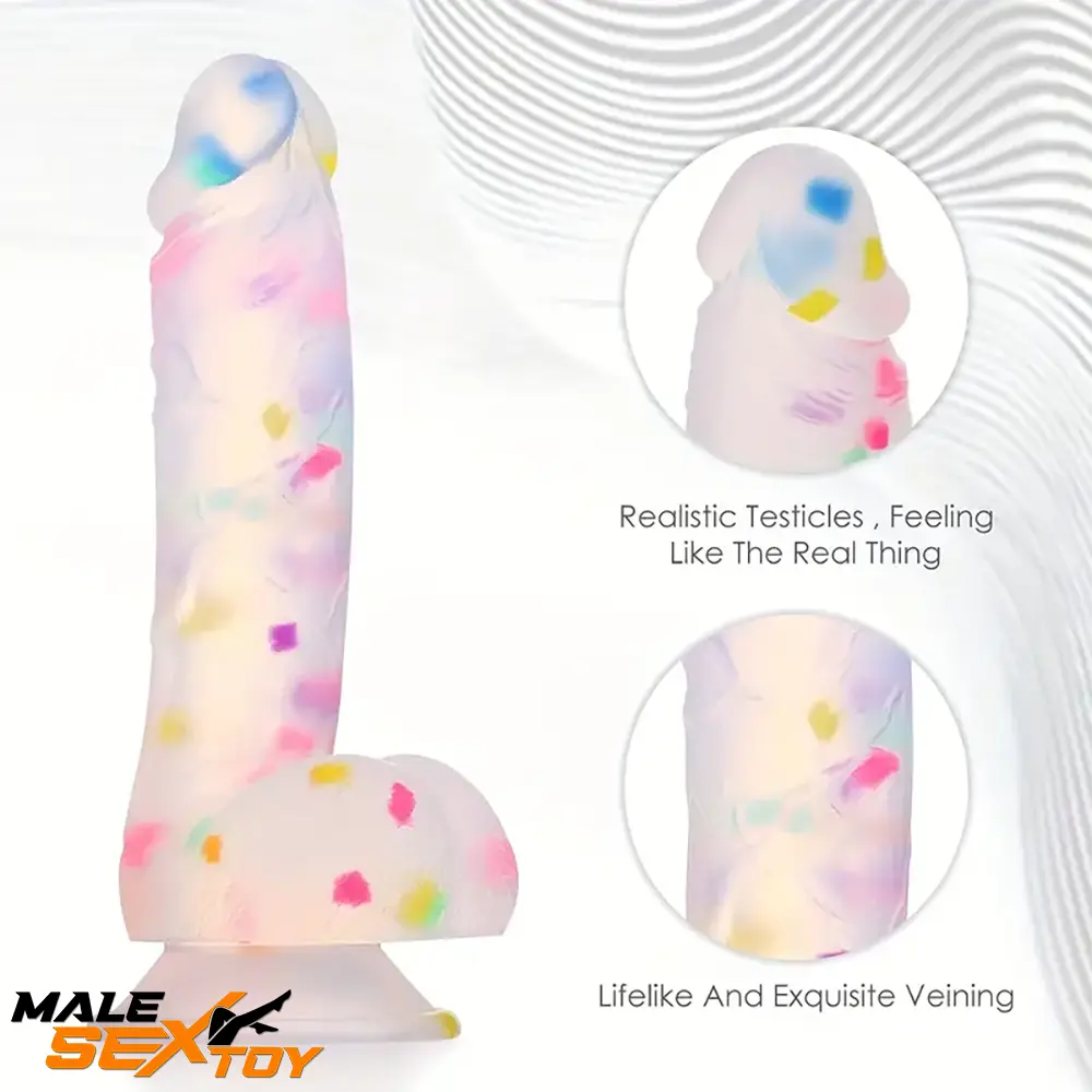 7.8in Realistic Confetti Silicone Soft Dildo For Anus Vaginal Sex Toy Male Sex Toy