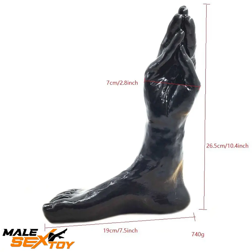 10.4in Fantasy Big Black Hand Fist Feet Dildo For Anal Expansion Love Male Sex Toy
