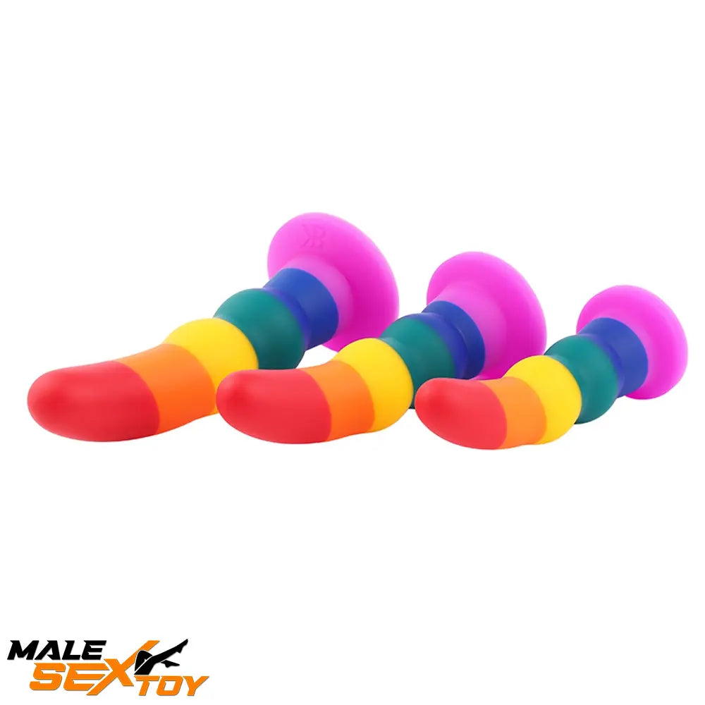 5.11in 6.1in 7.08in Silicone Rainbow Flexible Dildo For Gay LGBT Female Male Sex Toy