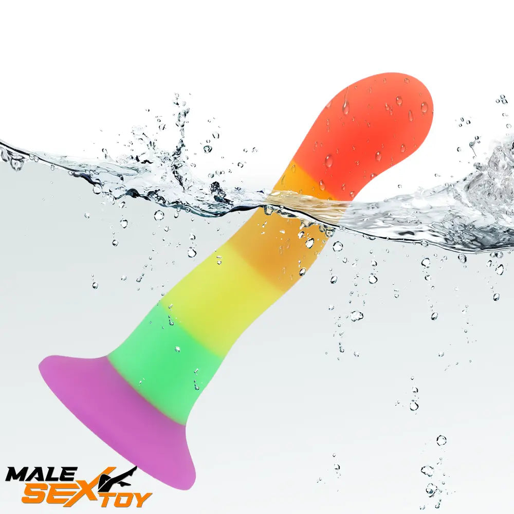6.89in Colorful Silicone Soft Rainbow Dildo For Anal Female Stimulation Male Sex Toy