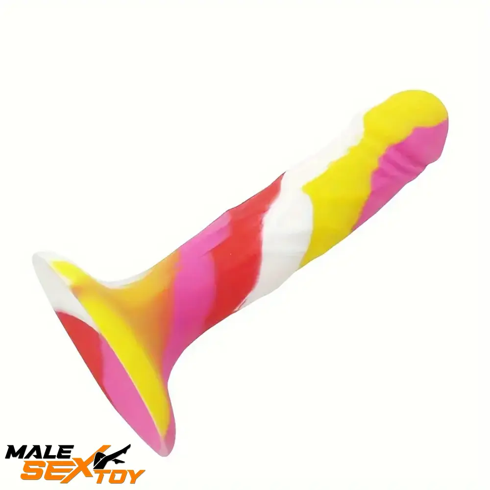 5.71in Silicone Soft Rainbow Cock Dildo For Clit Sex Stimulation Male Sex Toy