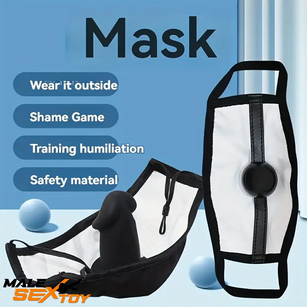 3.11in Wearable Mouth Face Mask Black Mini Dildo For BDSM Flirting Male Sex Toy