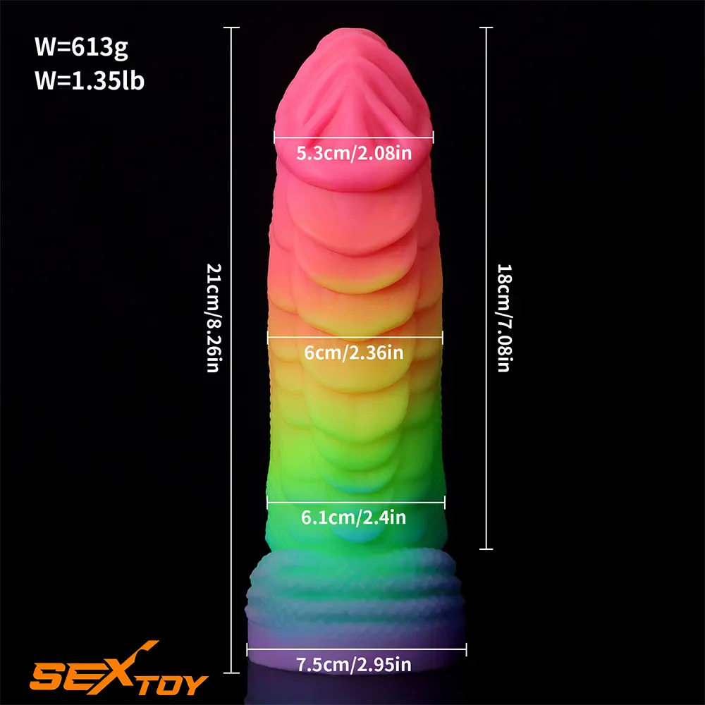 8.26in Fantasy Big Dragon Luminous Silicone Soft Masturbation Dildo Male Sex Toy