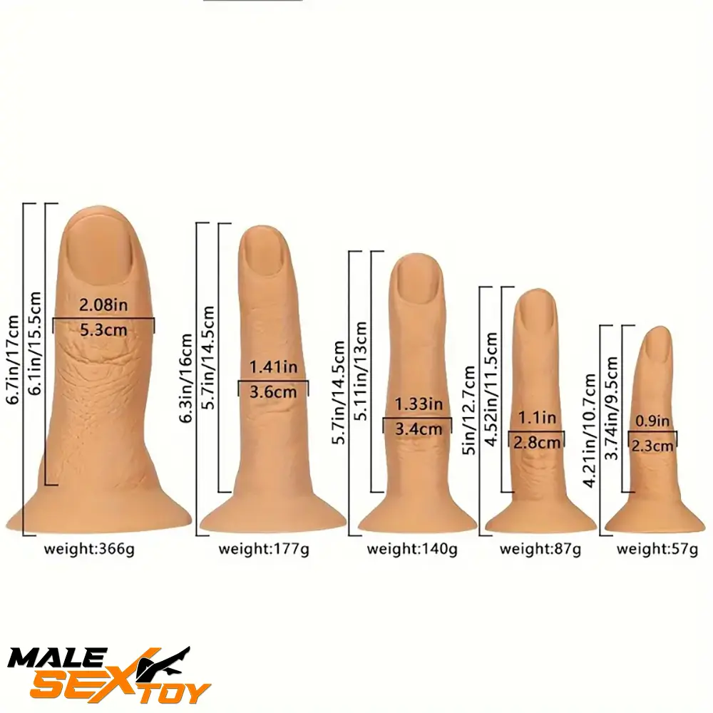 4.21in 5in 5.7in 6.3in 6.7in Five Thumbs Silicone Finger Penis Dildo Male Sex Toy