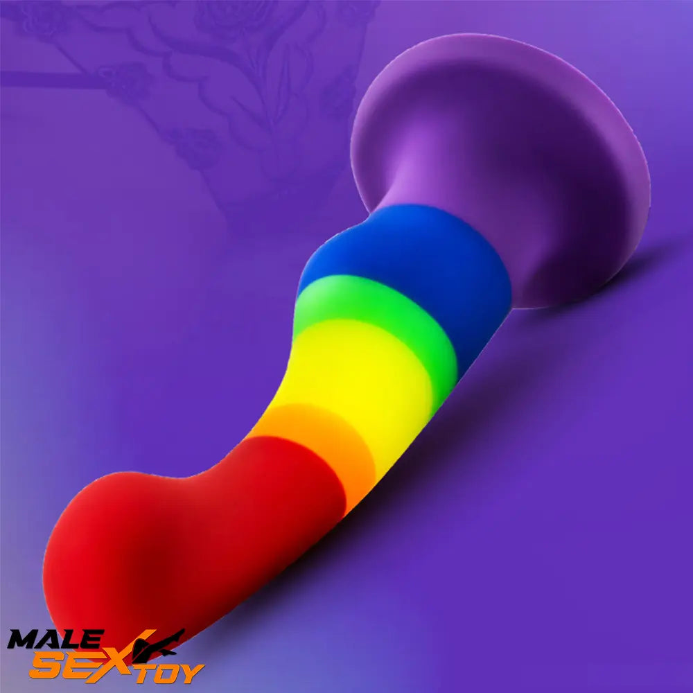 5.83in Unisex Silicone Soft Rainbow Dildo Sex Toy For Gay LGBT Love Male Sex Toy