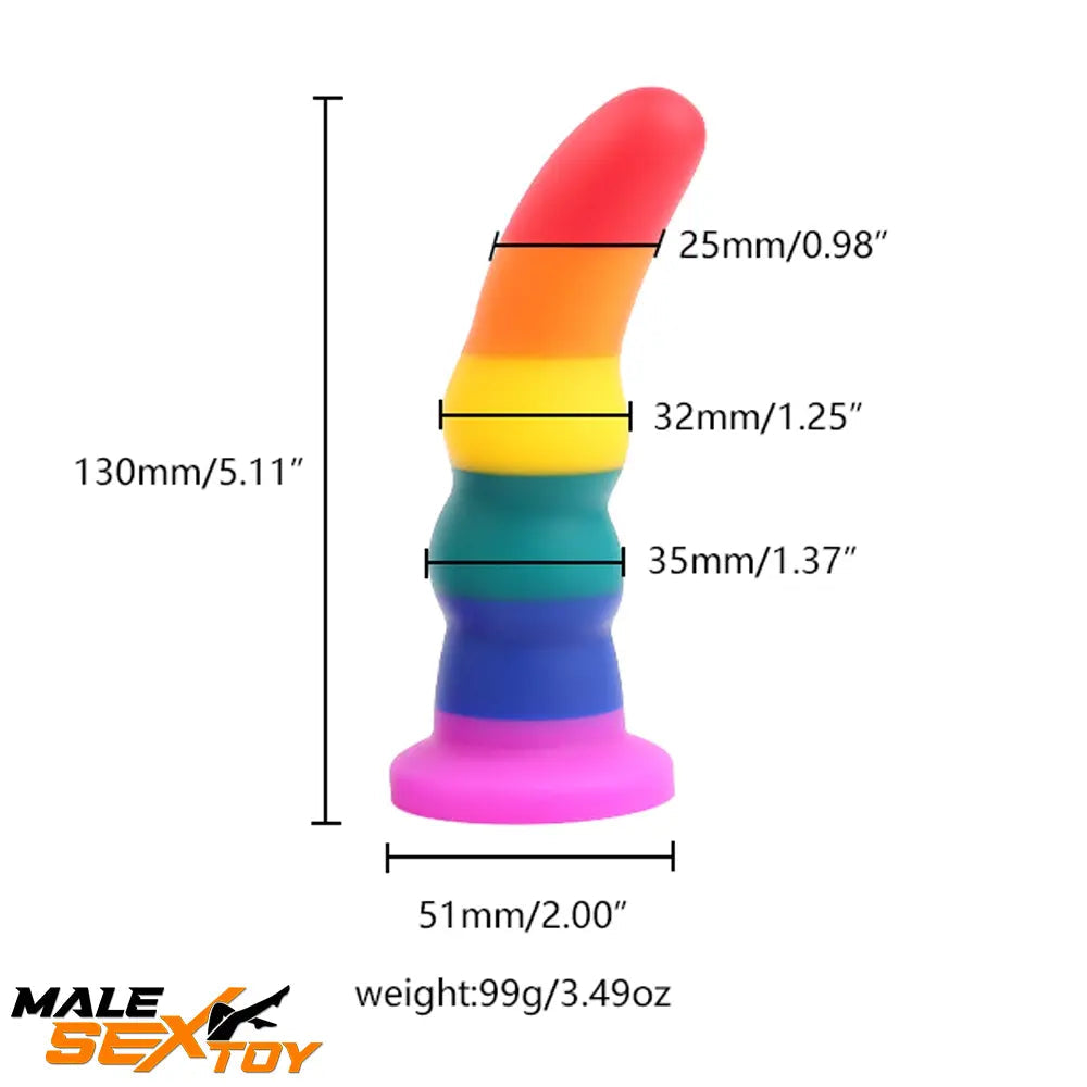 5.11in 6.1in 7.08in Silicone Rainbow Flexible Dildo For Gay LGBT Female Male Sex Toy