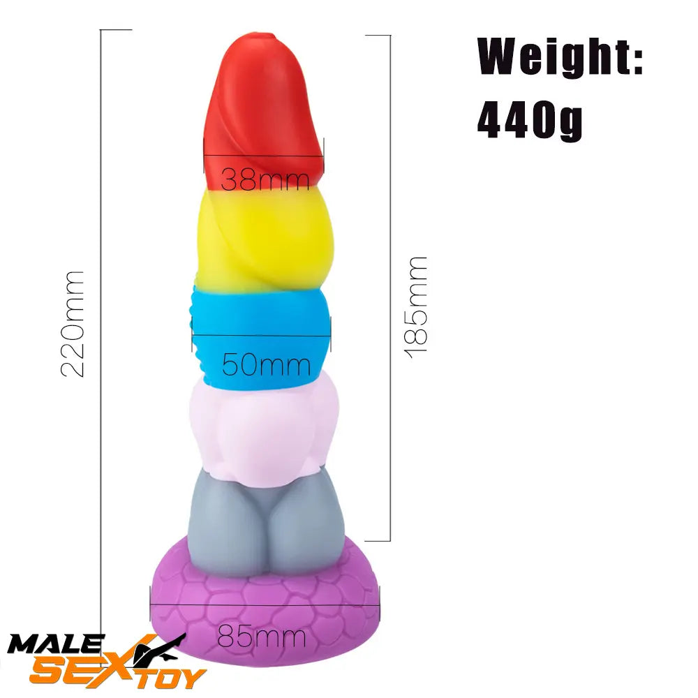 8.66in Silicone Rainbow Soft Big Dildo For Gay LGBT Vaginal Love Male Sex Toy