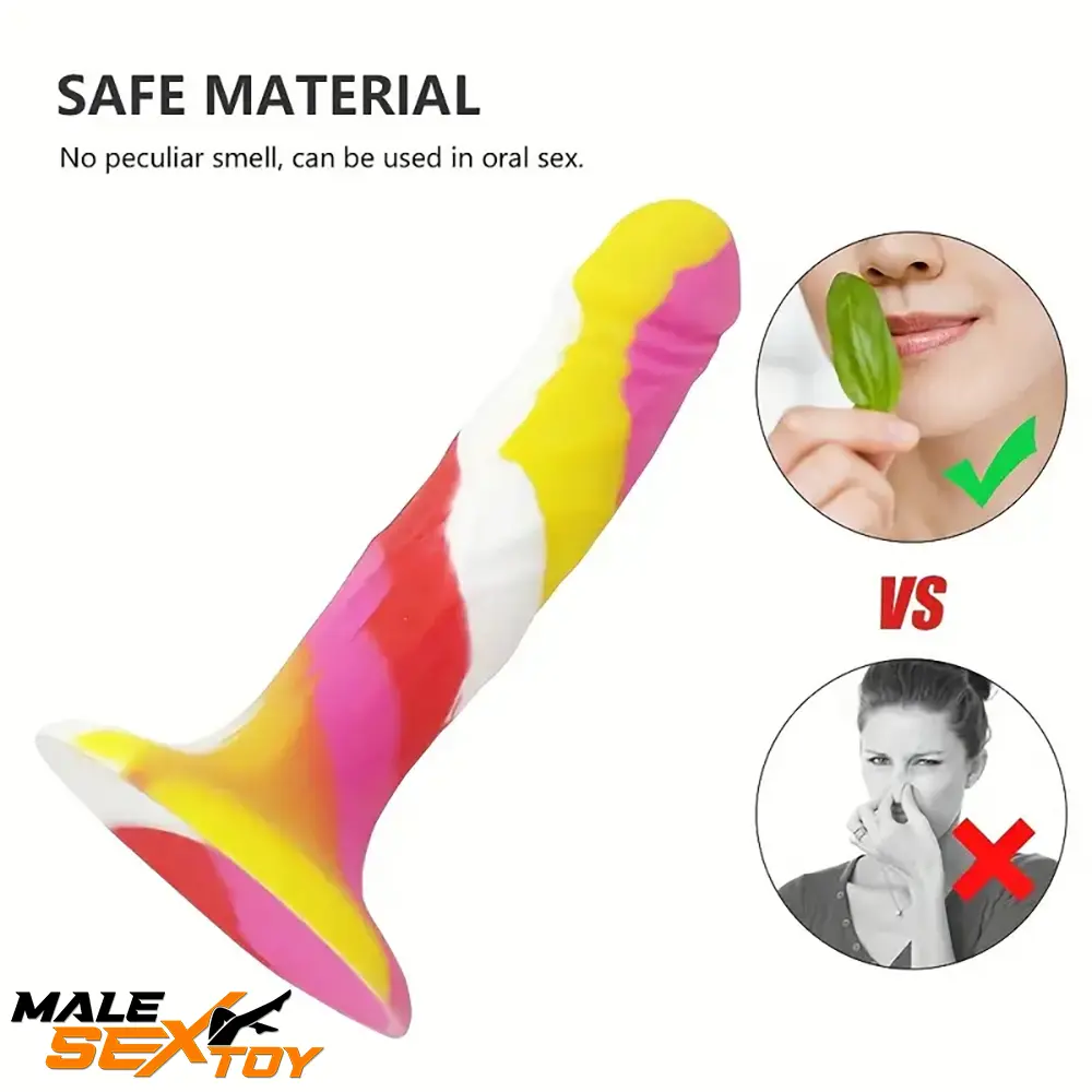 5.71in Silicone Soft Rainbow Cock Dildo For Clit Sex Stimulation Male Sex Toy