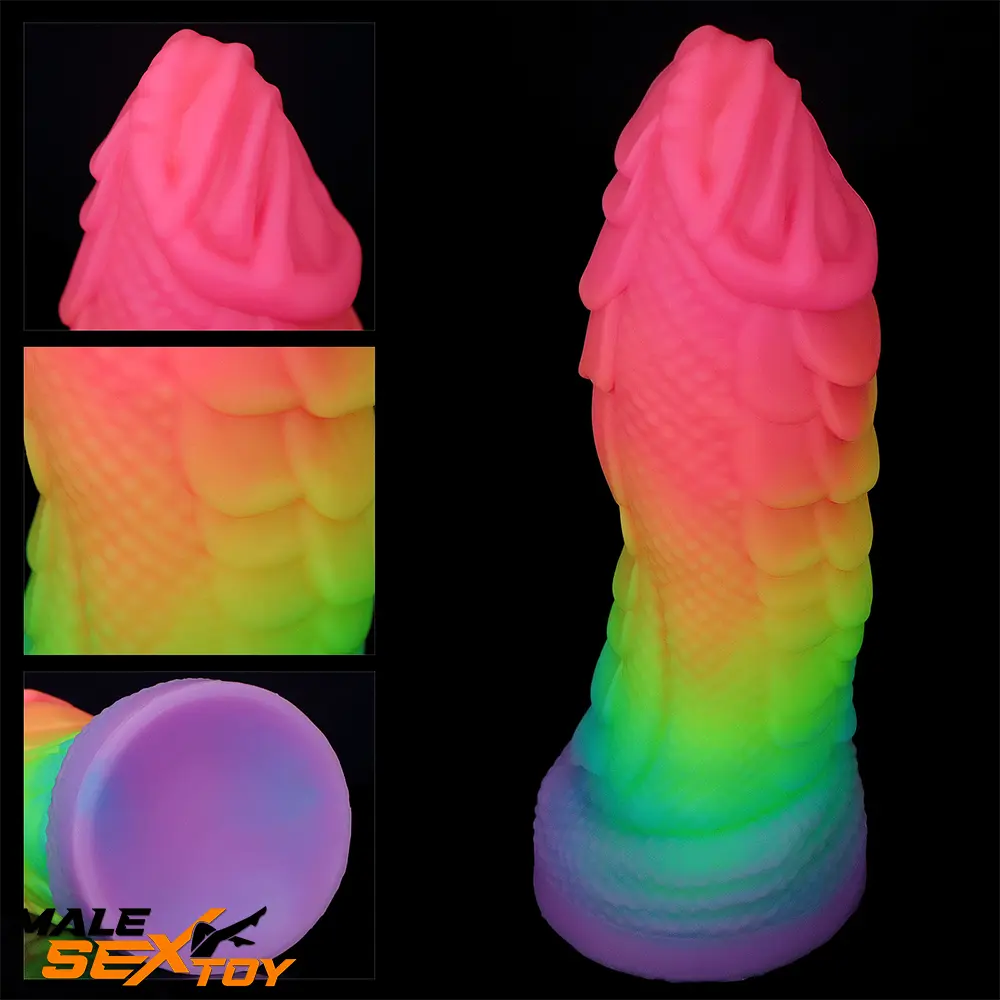 8.26in Fantasy Big Dragon Luminous Silicone Soft Masturbation Dildo Male Sex Toy
