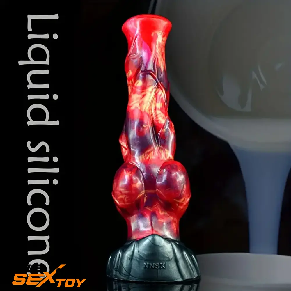 9.57in Animal Big Dog Silicone Soft Knot Dildo With Strong Suction Base Male Sex Toy