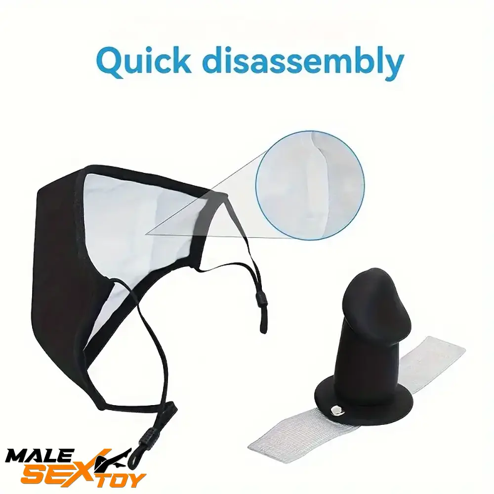 3.11in Wearable Mouth Face Mask Black Mini Dildo For BDSM Flirting Male Sex Toy