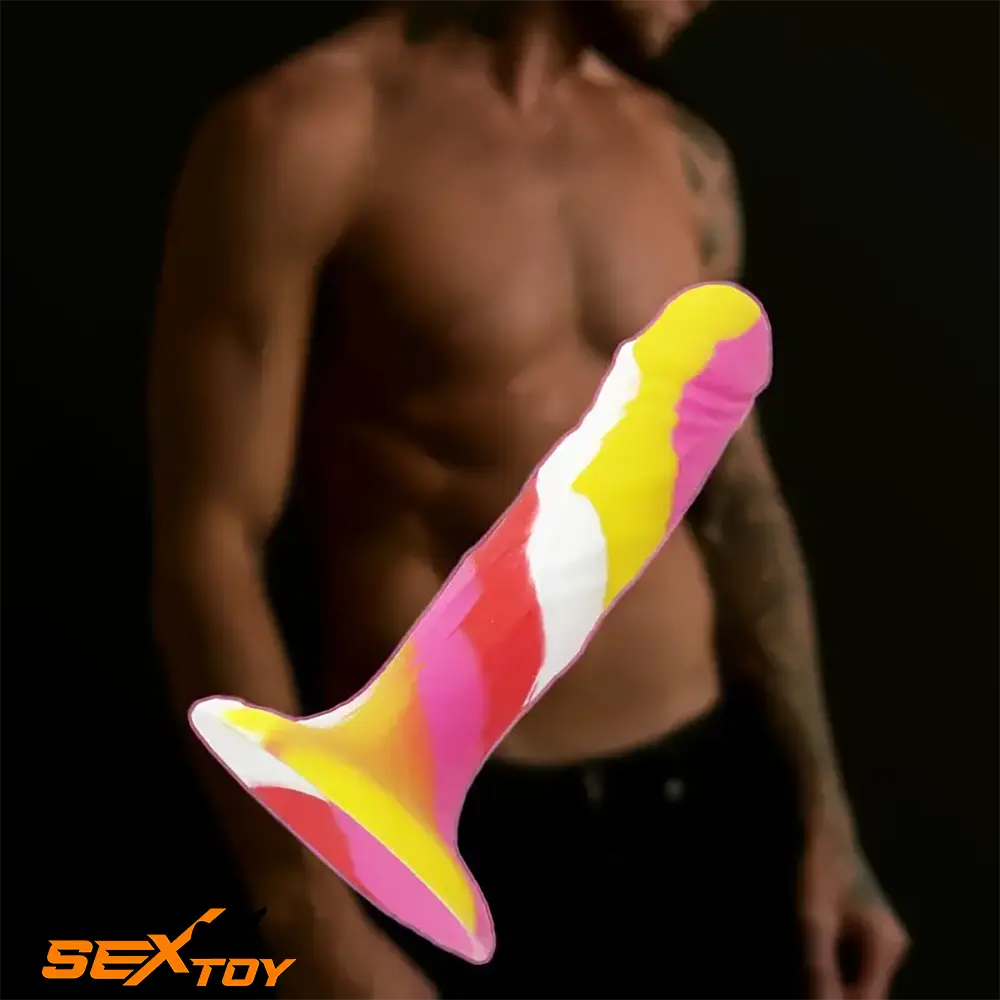 5.71in Silicone Soft Rainbow Cock Dildo For Clit Sex Stimulation Male Sex Toy